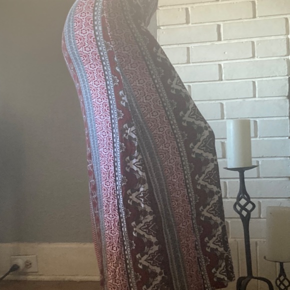 Vintage Boho Paisley Floral Print Maxi Gypsy Skirt S SM Small Red White - Picture 2 of 8